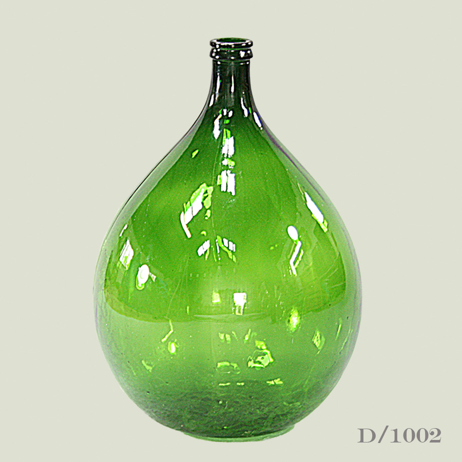 Vintage Green Glass Carboy Wine Bottle Demijohn